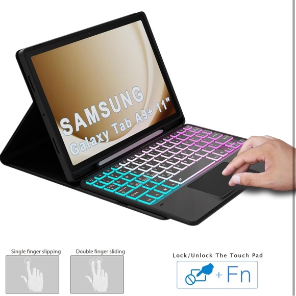 for Samsung Galaxy Tab A9+ 5G/A9 Plus 11" Keyboard Case: 3 Zone 7 Colors Backlit - Picture 5 of 8
